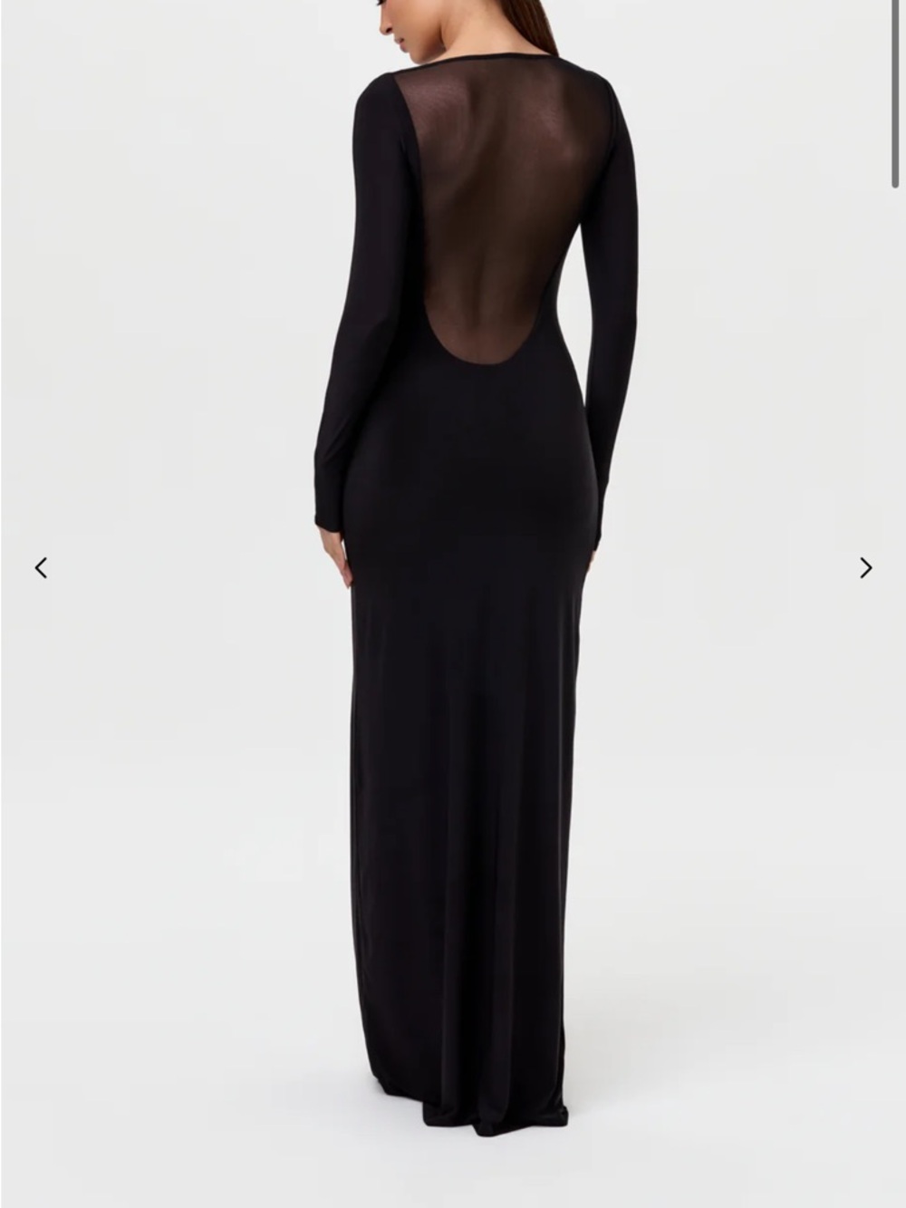 Naked wardrobe Long Sleeve Mesh-Back black maxi Dress sz small